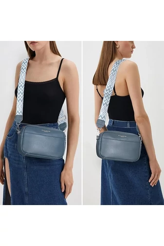 Geantă Crossbody Bonluo Albastru Turcoaz Din Piele Naturală Dimensiune Mică(15*20*7cm)