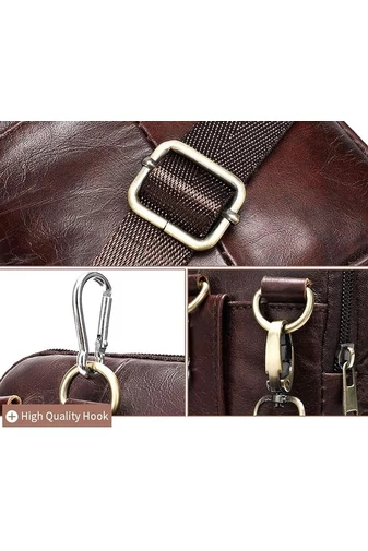 Geantă Crossbody Și Geantă De Brâu Bonluo De Bărbați Maro Din Piele Naturală Dimensiune (20*12,5m)