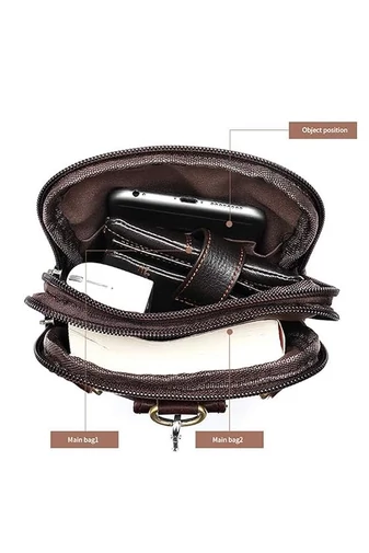 Geantă Crossbody Și Geantă De Brâu Bonluo De Bărbați Maro Din Piele Naturală Dimensiune (20*12,5m)