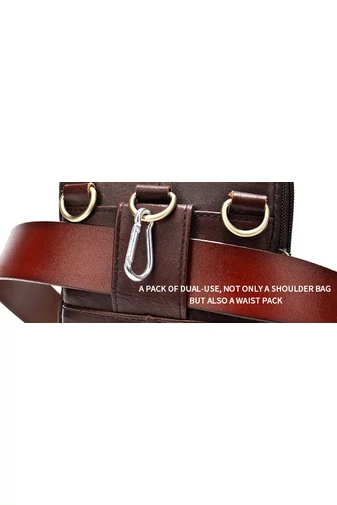 Geantă Crossbody Și Geantă De Brâu Bonluo De Bărbați Maro Din Piele Naturală Dimensiune (20*12,5m)