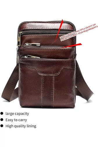 Geantă Crossbody Și Geantă De Brâu Bonluo De Bărbați Maro Din Piele Naturală Dimensiune (20*12,5m)