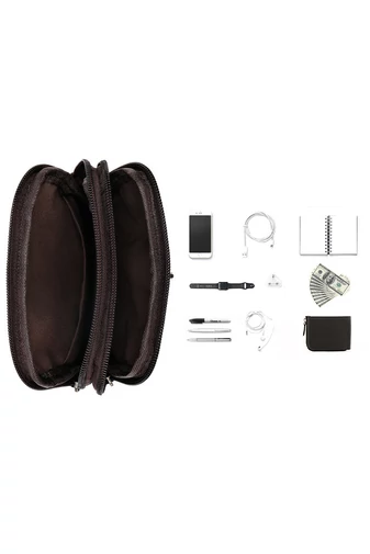 Geantă Crossbody Și Geantă De Brâu Bonluo De Bărbați Maro Din Piele Naturală Dimensiune (20*12,5m)