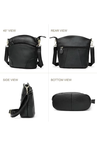 Geantă Crossbody Bonluo Maro Coniac Din Piele Naturală 21*19,5*9,5cm