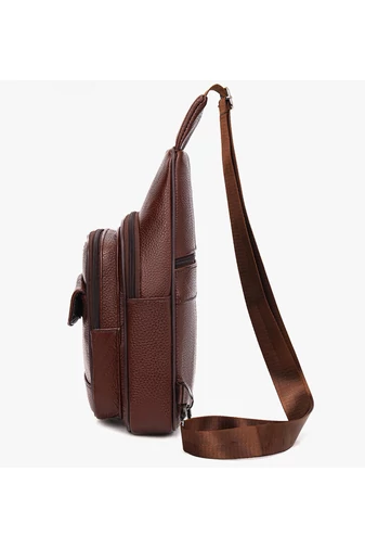 Geantă Crossbody Bonluo Maro Din Piele Naturală Dimensiune (31*17*9,5cm)