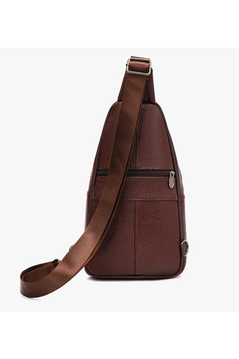 Geantă Crossbody Bonluo Maro Din Piele Naturală Dimensiune (31*17*9,5cm)