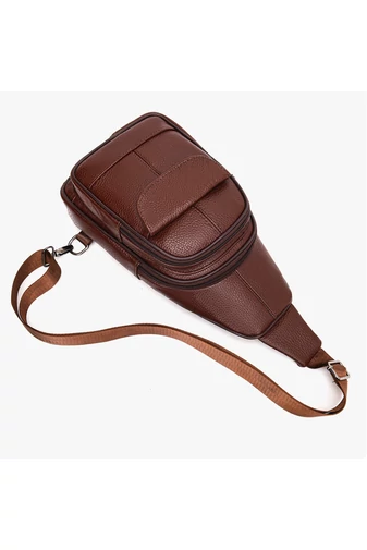 Geantă Crossbody Bonluo Maro Din Piele Naturală Dimensiune (31*17*9,5cm)