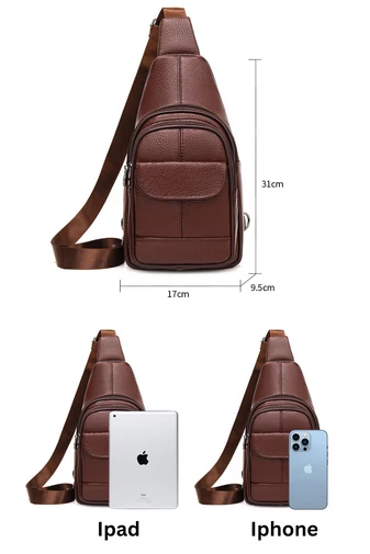 Geantă Crossbody Bonluo Maro Din Piele Naturală Dimensiune (31*17*9,5cm)