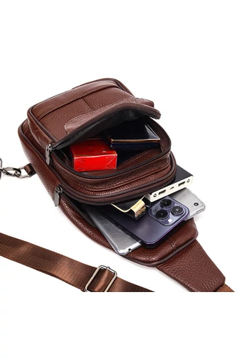Geantă Crossbody Bonluo Maro Din Piele Naturală Dimensiune (31*17*9,5cm)