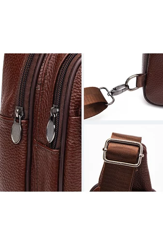 Geantă Crossbody Bonluo Maro Din Piele Naturală Dimensiune (31*17*9,5cm)