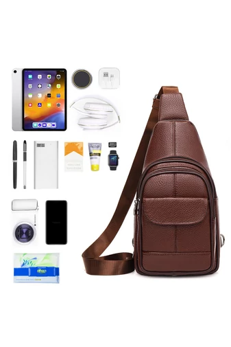 Geantă Crossbody Bonluo Maro Din Piele Naturală Dimensiune (31*17*9,5cm)