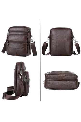 Geantă Bonluo De Bărbati Crossbody Si De Brâu Neagră Din Piele Naturală Dimensiune Mică (18*15*6cm)