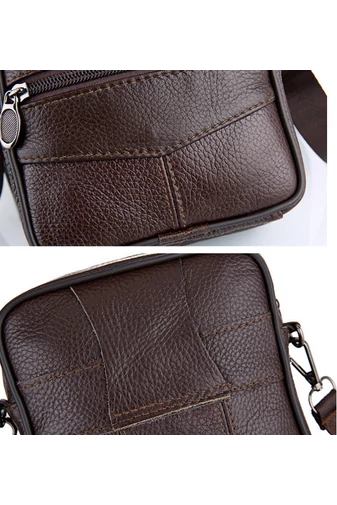 Geantă Bonluo De Bărbati Crossbody Si De Brâu Neagră Din Piele Naturală Dimensiune Mică (18*15*6cm)