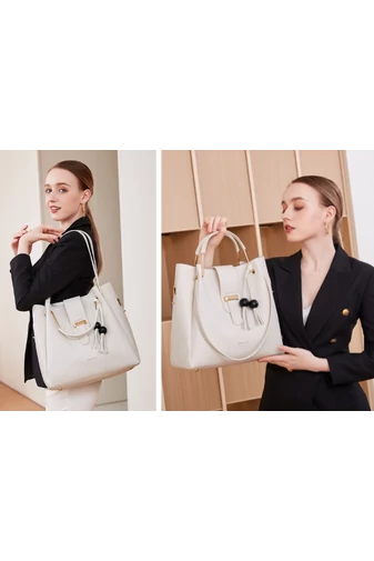 Bonluo Set Geantă De Umăr Negru Cu Geantă Crossbody Și O Poșetă (3buc)