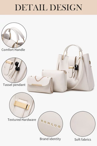 Bonluo Set Geantă De Umăr Negru Cu Geantă Crossbody Și O Poșetă (3buc)