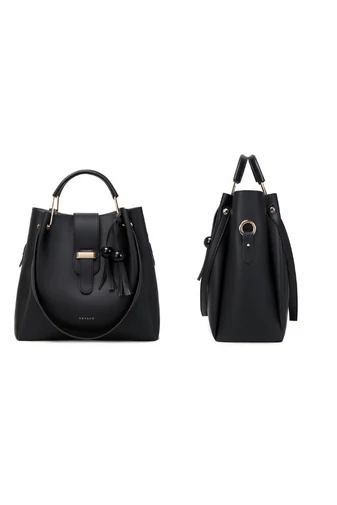Bonluo Set Geantă De Umăr Negru Cu Geantă Crossbody Și O Poșetă (3buc)