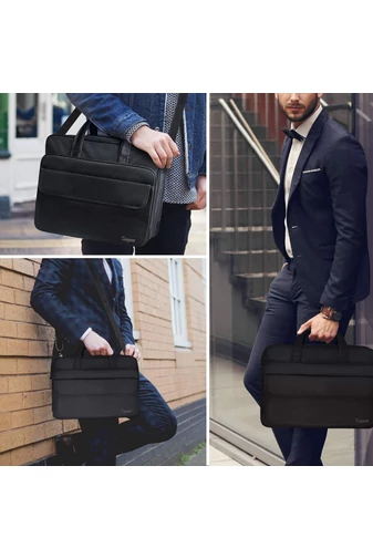 Servietă Neagră Bonluo Calitate Premium Extensibilă Business-Class Cu Buzunare Multiple