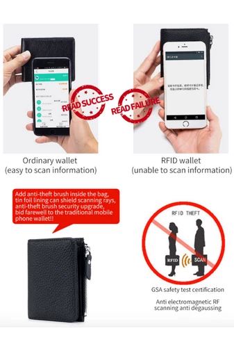 Portofel Damă Mini Negru Bonluo Din Piele Naturală (11*9*2cm)