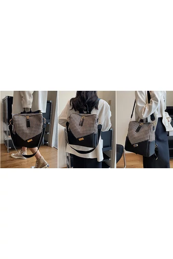 Rucsac Damă / Geantă De Umăr Bonluo Albastru Cu Model  Din Imitație De Piele Dimensiuni 32*25*14 cm