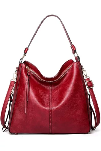 Bonluo Set Geantă Roșie De Umăr/Crossbody/Mână Din Imitație Piele (3buc)