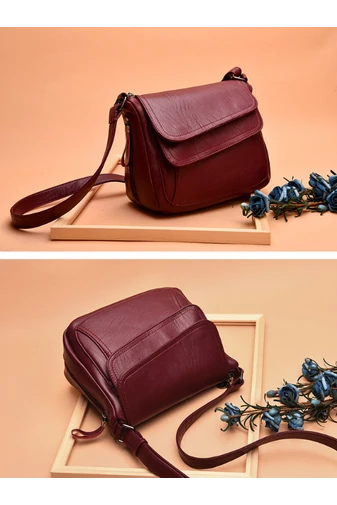 Geantă Crossbody Bonluo Vișinie Din Piele Ecologică Dimensiune 21*25*12cm