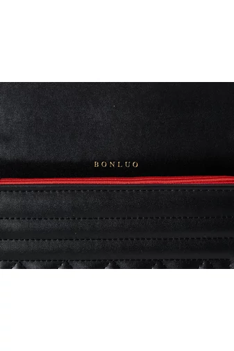 Bonluo Geantă De Umăr/Crossbody Neagră Elegantă Din Imitație De Piele (15*23*10cm)
