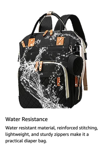Rucsac Bonluo Pentru Mămici Negru Multifuncțional Din Poliester Impermeabil Cu Spațiu USB 40*29*15cm