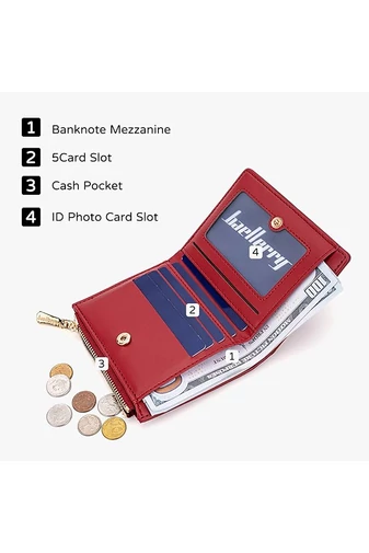 Portofel Bifold Mic Vișiniu Din Imitație De Piele Lăcuită Cu Model Piele De Crocodil De Dimensiunea 9.5*11.5*3cm