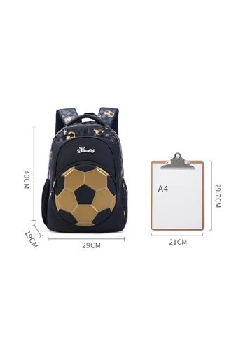 Rucsac Ergonomic Bonluo Negru Cu Alb Pentru Copii Design Fotbal Tesătura Oxford 40*29*19cm