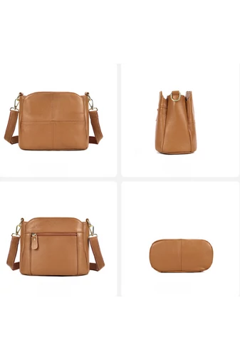Geantă Crossbody Si De Mână Maro Bonluo Din Piele Naturală Dimensiune (18*24*13cm)