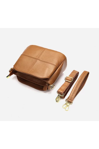 Geantă Crossbody Si De Mână Maro Bonluo Din Piele Naturală Dimensiune (18*24*13cm)