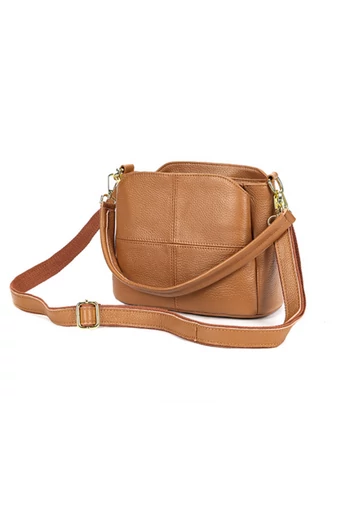 Geantă Crossbody Si De Mână Maro Bonluo Din Piele Naturală Dimensiune (18*24*13cm)