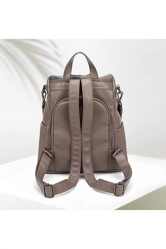 Rucsac Bonluo Elegant Khaki Cu Gri Din Piele Ecologica Dimensiune (33*32*14cm)