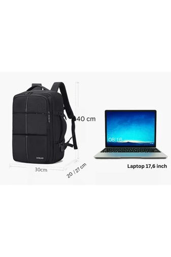 Bonluo Rucsac Negru Stil Valiză Multifuctională Cu Posibilitate De Extindere Dimesiuni Wizzair 40*30*20cm