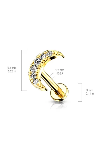 Piercing Argintiu In Formă De Semilună Din Oțel Inoxidabil 316 Ideal Pentru Buze Și Urechi (1buc)