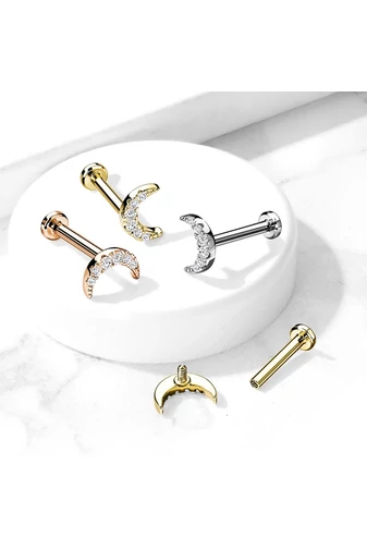 Piercing Argintiu In Formă De Semilună Din Oțel Inoxidabil 316 Ideal Pentru Buze Și Urechi (1buc)