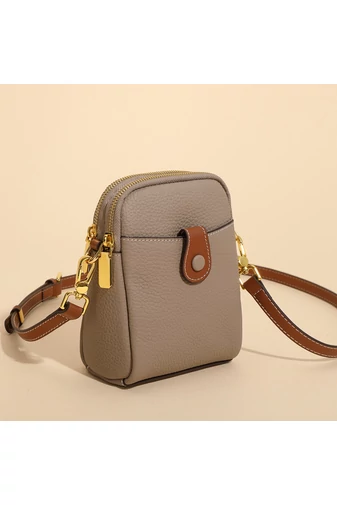 Geantă Crossbody Mini Bonluo Din Piele Cafenie Naturală Dimensiune (20*14*8cm)