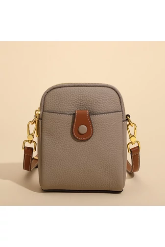 Geantă Crossbody Mini Bonluo Din Piele Cafenie Naturală Dimensiune (20*14*8cm)
