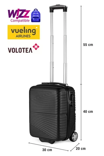 Troler Wizzair Ryanair  Ormi Negru Cu Pereți Tari Dimensiune 40*30*20 cm 