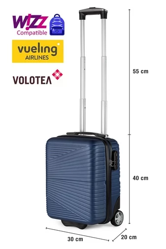 Troler Wizzair Ryanair  Ormi Albastru Închis Cu Pereți Tari Dimensiune 40*30*20 cm 