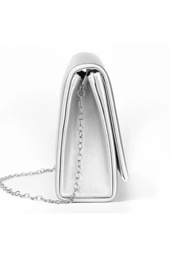 R&J Geantă  Argintie Eleganta Tip Plic Dimensiune (22x13x5,5cm)