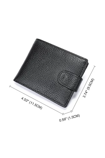 Portofel Bărbați Bonluo Negru Din Piele Naturală Extensibil 11.5*9.5*1.5cm