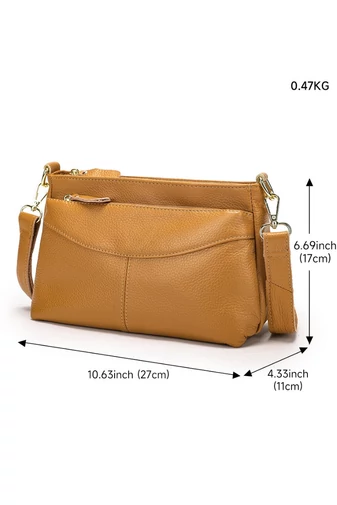 Geantă Crossbody Bonluo Maro Din Piele Naturală Cu Bretea Ajustabilă 17*27*11cm