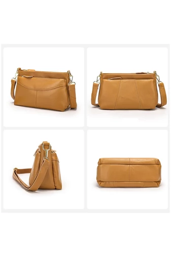 Geantă Crossbody Bonluo Maro Din Piele Naturală Cu Bretea Ajustabilă 17*27*11cm