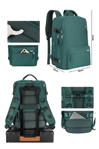 Rucsac Stil Valiză Bonluo Verde Închis Wizz-air 40X30x20 Multifuncțional Cu Sac Pentru Pantofi Inclus