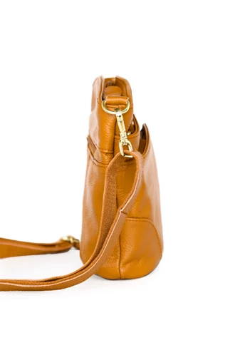Geantă Crossbody Bonluo Maro Coniac Din Piele Naturală 21*19,5*9,5cm