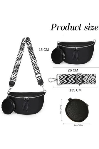 Geantă Crossbody Neagră Din Piele Naturală Cu Portofel Detasabil Versatilă 26*15*cm Bonluo