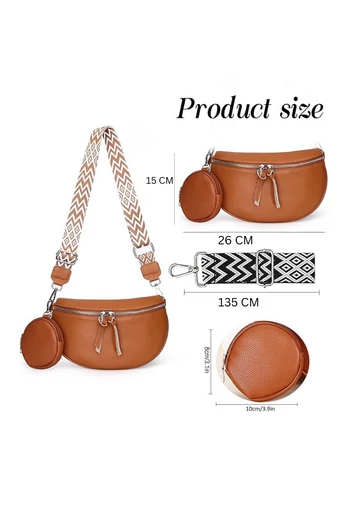Geantă Crossbody Maro Din Piele Naturală Cu Portofel Detasabil Versatilă 26*15*cm Bonluo