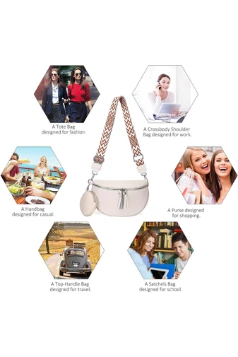 Geantă Crossbody Alba Din Piele Naturală Cu Portofel Detasabil Versatilă 26*15*cm Bonluo