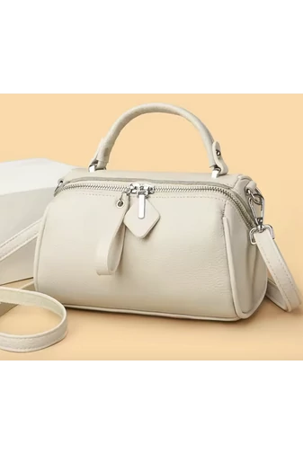 Geantă De Mână Din Piele Naturală Alba Bonluo Model Compact Și Elegant 21*14*12cm