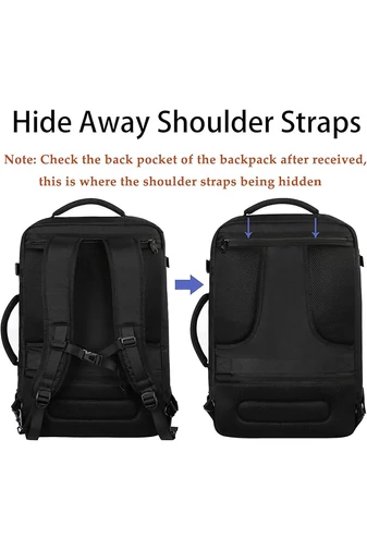 Rucsac Bonluo Negru Multifuncțional Extensibil Ideal Pentru Călătorii Dimensiune Wizz-air Bagaj De Mână (50*34*17cm)